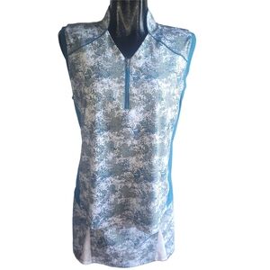 Maggie Lane White and Blue Sleeveless Polo Golf Top and Skort Set L